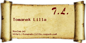 Tomanek Lilla névjegykártya